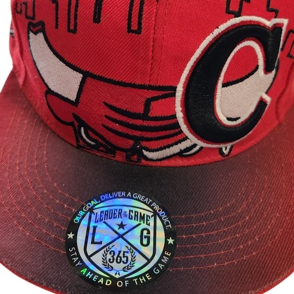 Leader of the Game Chicago Snapback Hat Red Black Skyline Bulls Graphic Cap - Picture 8 of 8
